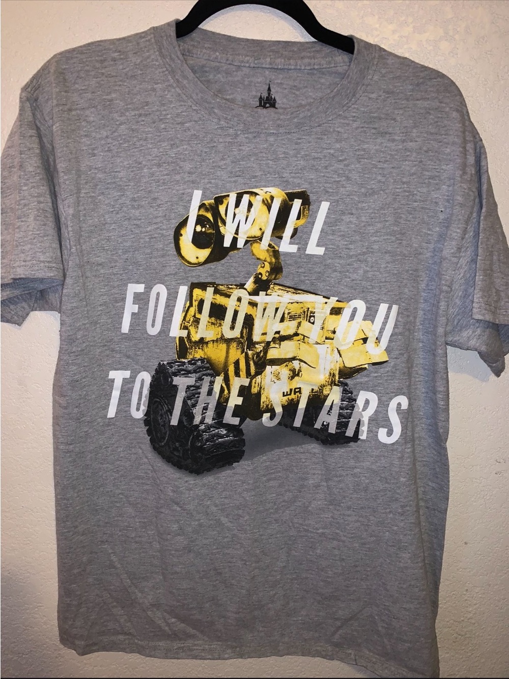 Disney wall-E Gray Tee with Yellow Excavator Graphic